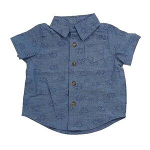 Carter's Shirt Blue Button Down Elephant Print Baby Boy Size 3 Months